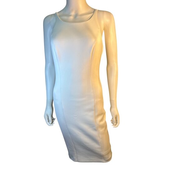 Marciano Sleeveless White Bodycon Dress With Strappy Open Back - Size S EUC - Picture 1 of 9